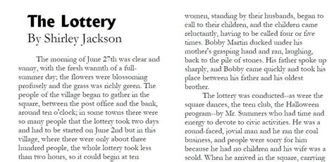 short story the lottery.